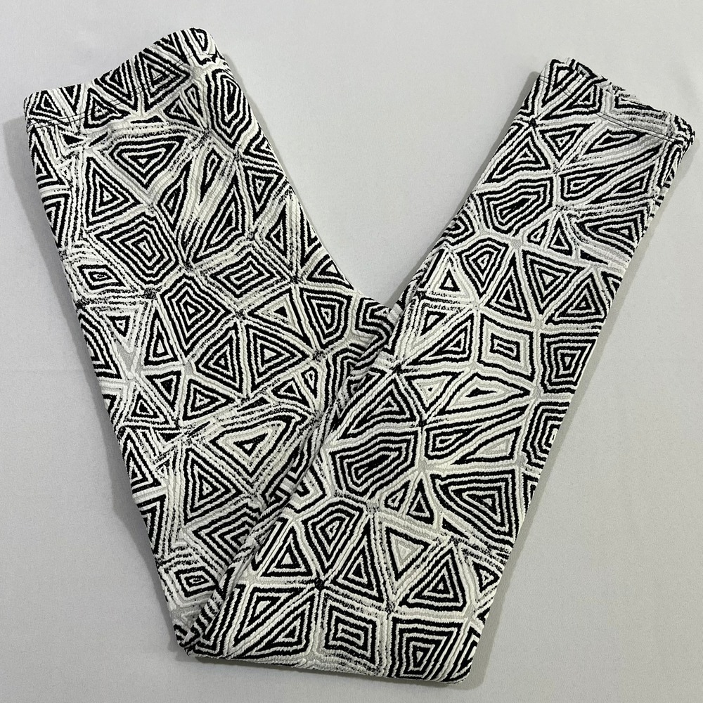 Frank Lyman Leggings Geometric Triangle Textured Monochrome Black White Womens 6
